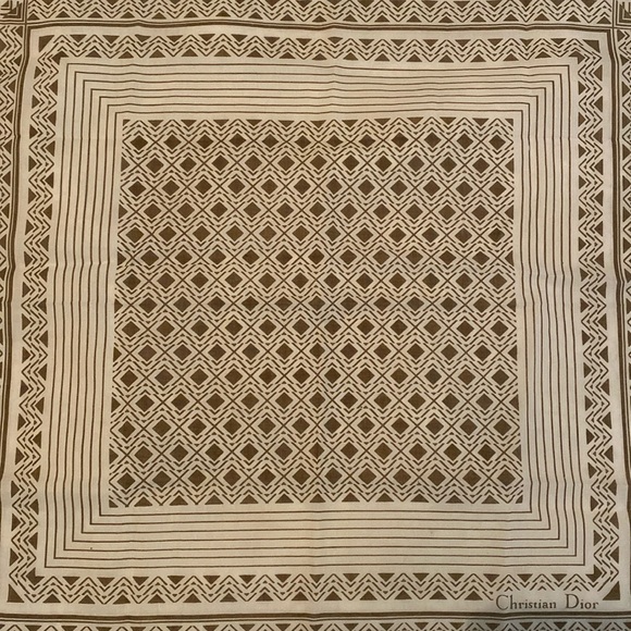 Vintage Christian Dior small square cotton scarf handkerchief - Picture 9 of 12